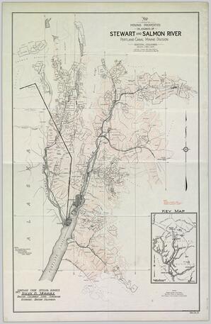 Map showing mining properties in vicinity of Stewart and Salmon River, Portland Canal Mining Division