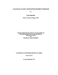 Analysis of an early intervention disability program.