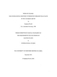 Winds of change: The international response to persistent organic pollutants in the Canadian Arctic.