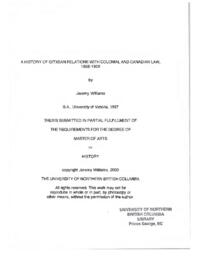 A history of Gitxsan relations with colonial and Canadian law, 1858-1909