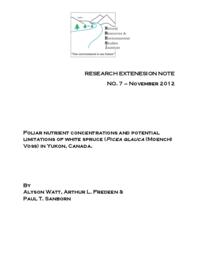 Foliar nutrient concentrations and potential limitations of white spruce (Picea glauca (Moench) Voss) in Yukon, Canada