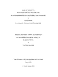 Clash of concepts: An exploration into the conflicts between Aboriginal self-government and liberalism.