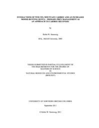 Interactions of wolves, mountain caribou and an increased moose-hunting quota --- Primary-prey management as an approach to caribou recovery.