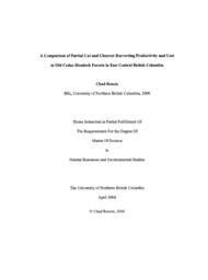 A comparison of partial cut and clearcut harvesting productivity and cost in old cedar-hemlock forests in east central British Columbia.