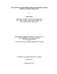 Evaluation of climate predictability for multiple climate models at various time scales.