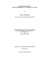 From God to mammon: The metamorphosis of civil religion in Canada.