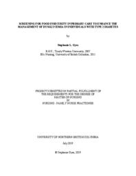 Screening for food insecurity in primary care to enhance the management of dysglycemia in individuals with Type 2 Diabetes