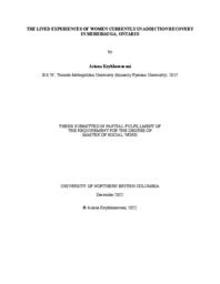 The lived experiences of women currently in addiction recovery in Mississauga, Ontario