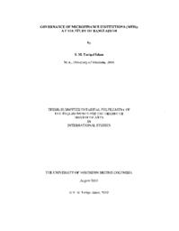 Governance of microfinance institutions (MFIs): A case study of Bangladesh.
