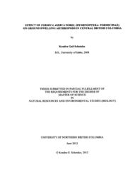 Effect of Formica aserva Forel (Hymenoptera: Formicidae) on ground dwelling arthropods in central British Columbia.