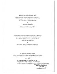 Kakwa Provincial Park BC: description and recreation potential of the new provincial park