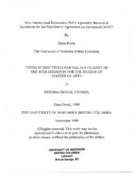New institutional economics (NIE): a possible theoretical foundation for the Multilateral Agreement on Investment (MAI)?