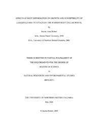 Effects of root deformation on growth and susceptibility of lodgepole pine to attack by the Warren root collar weevil.