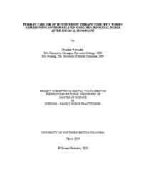 Primary care use of testosterone therapy to benefit women experiencing distress related to decreased sexual desire after surgical menopause