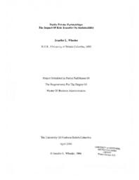 Public private partnerships: the impact of risk transfer on sustainability