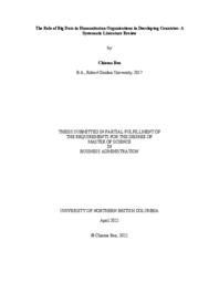 The role of Big Data in humanitarian organisations in developing countries: A systematic literature review