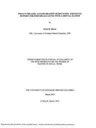 What's the link: An exploration of recovery and social support for individuals living with a mental illness.