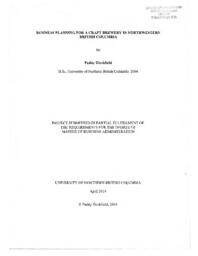 Business planning for a craft brewery in northwestern British Columbia