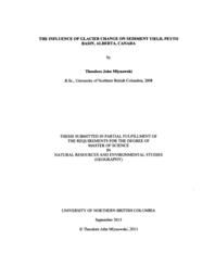 The influence of glacier change on sediment yield, Peyto Basin, Alberta, Canada.