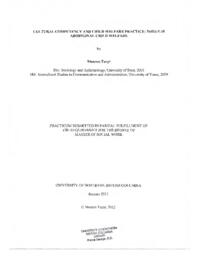 Cultural competency and child welfare practice: issues in aboriginal child welfare