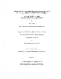 Response to growth management planning in a rural region of British Columbia: a case study of the Cariboo Regional District