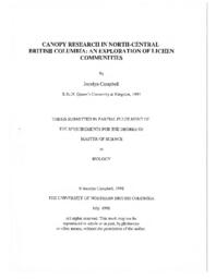 Canopy research in north-central British Columbia: an exploration of lichen communities