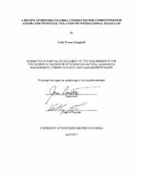 A review of British Columbia's forest sector competitiveness agenda for potential violation of international trade law
