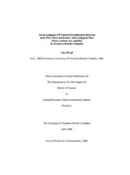 An investigation of natural hybridization between jack pine (Pinus banksiana) and lodgepole pine (Pinus contorta var. latifolia) in northern British Columbia.
