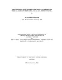 Measurements and controls on mid-winter alpine ground thermal regime in the Purcell mountains, British Columbia