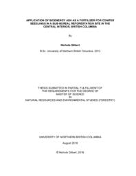 Application of bioenergy ash as a fertilizer for conifer seedlings in a sub-borial reforestation site in the central interior, British Columbia
