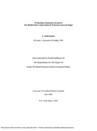 Evaluating community incentives for biodiversity conservation in protected areas in Nepal.