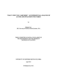 “That’s why you camp here”: An experiential analysis of access and inclusion in BC parks