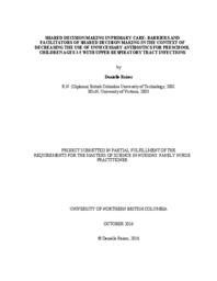 Shared decision making in primary care: barriers and facilitators of shared decision making in the context of decreasing the use of unnecessary antibiotics for preschool children ages 3-5 with upper respiratory tract infections