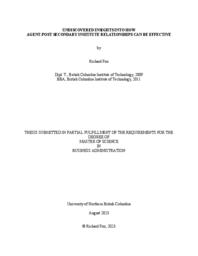 Undiscovered insights into how Agent-Post Secondary Institute relationships can be effective
