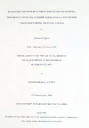 Evaluating the impacts of forest harvesting and natural disturbance events on sediment yields in small watersheds throughout British Columbia, Canada