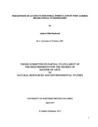 Perceptions of access to industrial forest land by Port Alberni recreational stakeholders.