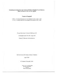 Sustaining investment in the northern British Columbia forest industry: rates of return and cost of capital