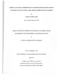 Critical factors contributing to wildlife-human interaction in the Wind Valley natural area: implications for management