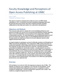 Faculty knowledge and perceptions of open access publishing at UNBC