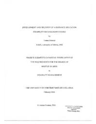 Development and delivery of a distance education disability management course