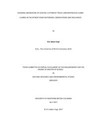 Seasonal behaviours of coastal cutthroat trout (Oncorhynchus clarkii clarkii) in the Kitimat River watershed: observations and influences