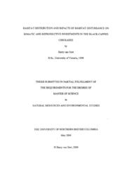 Habitat distribution and impacts of habitat disturbance on somatic and reproductive investments in the black-capped chickadee.