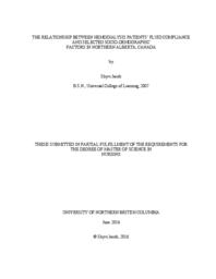 The relationship between hemodialysis patients' fluid compliance and selected socio-demographic factors in Northern Alberta, Canada
