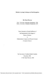 Machine learning techniques in pain recognition.