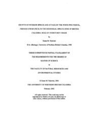 Growth of interior spruce and attack by the white pine weevil, Pissodes strobi (Peck) in the sub-boreal spruce zone of British Columbia: Role of overstorey shade.