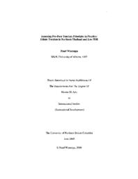Assessing Pro-Poor Tourism principles in practice:  Ethnic tourism in northern Thailand and Lao PDR.