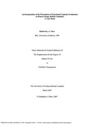 An examination of the perceptions of functional capacity evaluations in Prince George, British Columbia: A case study.