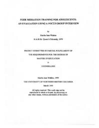 Peer mediation training for adolescents: an evaluation using a focus group interview