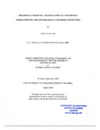Biological weapons: a plague upon all our houses - strengthening the 1972 Biological Weapons Convention
