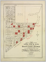 Plan Showing Provincial Government Property in the Subdivisions of Lots 933 and 934, South Fort George